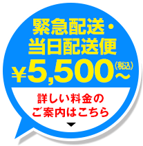 緊急配送・当日配送便 宮城県内仙台市内20kmまで￥5,500(税込)